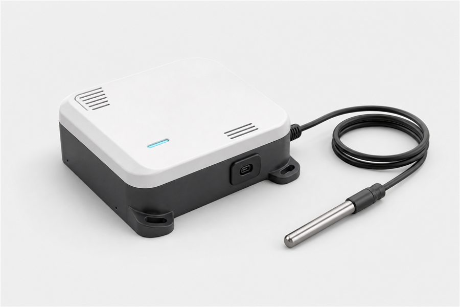 Temperature and IoT sensors product-style device mockup